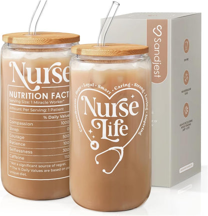 Inspiration Glass Can, Positive Motivational Cup with Lid & Straw, Iced Coffee Aesthetic Cups, Idea Gift for Christmas Birthday Mother Day, Gifts for Women, 16oz
