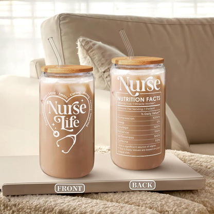 Inspiration Glass Can, Positive Motivational Cup with Lid & Straw, Iced Coffee Aesthetic Cups, Idea Gift for Christmas Birthday Mother Day, Gifts for Women, 16oz