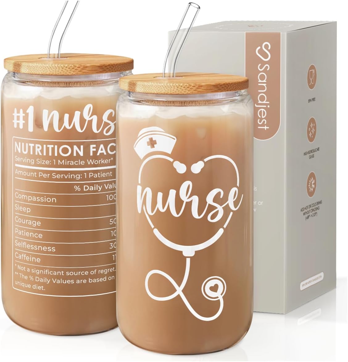 Inspiration Glass Can, Positive Motivational Cup with Lid & Straw, Iced Coffee Aesthetic Cups, Idea Gift for Christmas Birthday Mother Day, Gifts for Women, 16oz