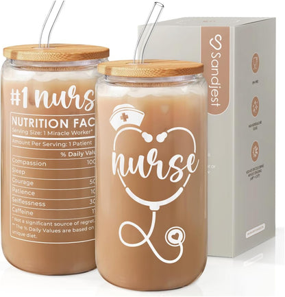 Inspiration Glass Can, Positive Motivational Cup with Lid & Straw, Iced Coffee Aesthetic Cups, Idea Gift for Christmas Birthday Mother Day, Gifts for Women, 16oz