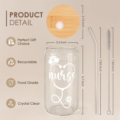 Inspiration Glass Can, Positive Motivational Cup with Lid & Straw, Iced Coffee Aesthetic Cups, Idea Gift for Christmas Birthday Mother Day, Gifts for Women, 16oz