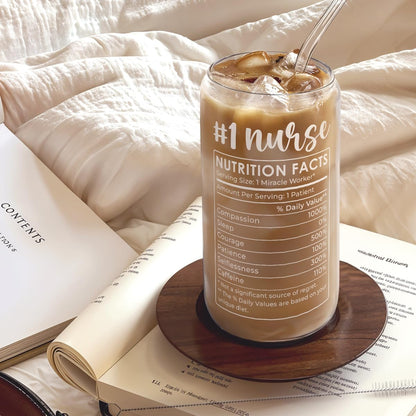 Inspiration Glass Can, Positive Motivational Cup with Lid & Straw, Iced Coffee Aesthetic Cups, Idea Gift for Christmas Birthday Mother Day, Gifts for Women, 16oz