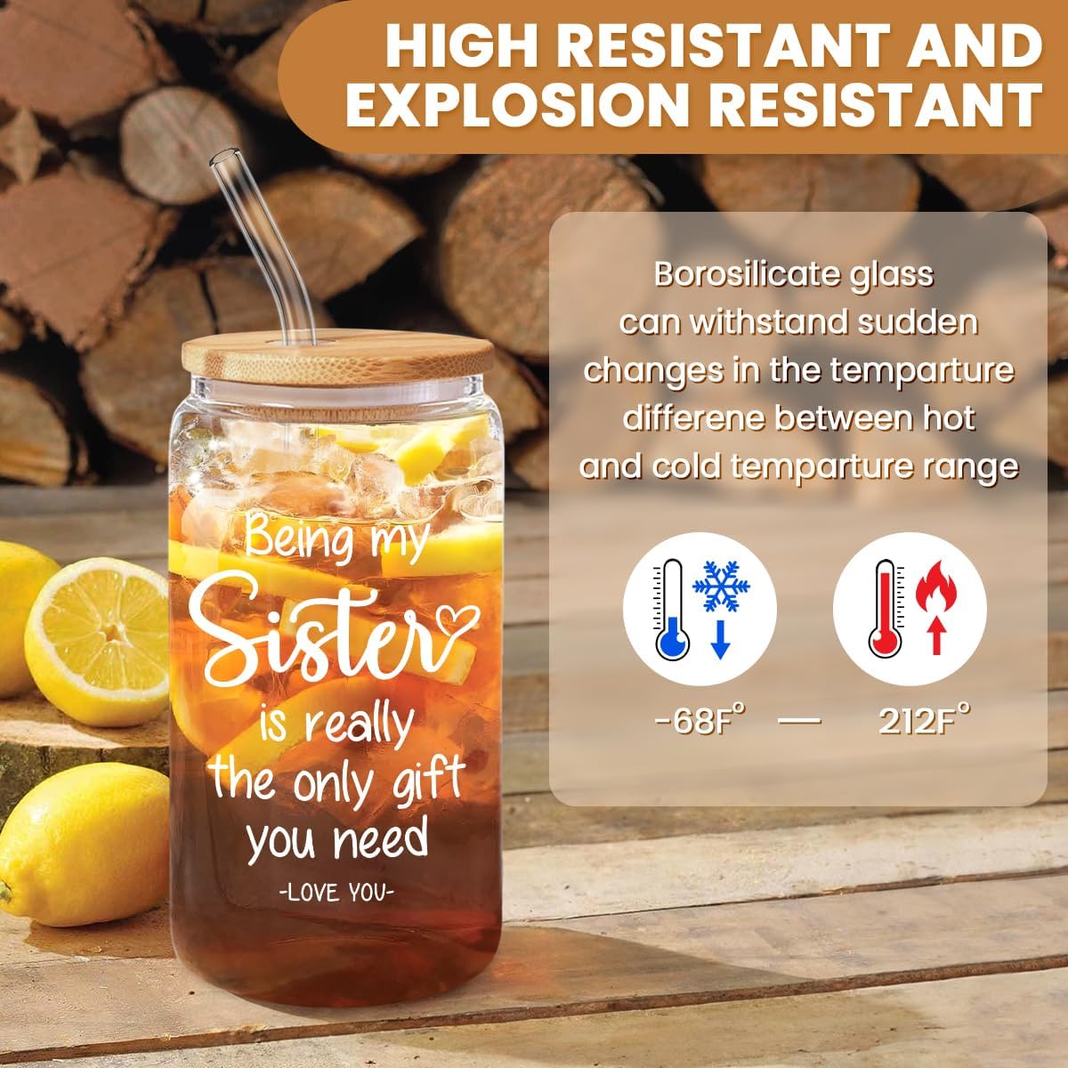 Inspiration Glass Can, Positive Motivational Cup with Lid & Straw, Iced Coffee Aesthetic Cups, Idea Gift for Christmas Birthday Mother Day, Gifts for Women, 16oz