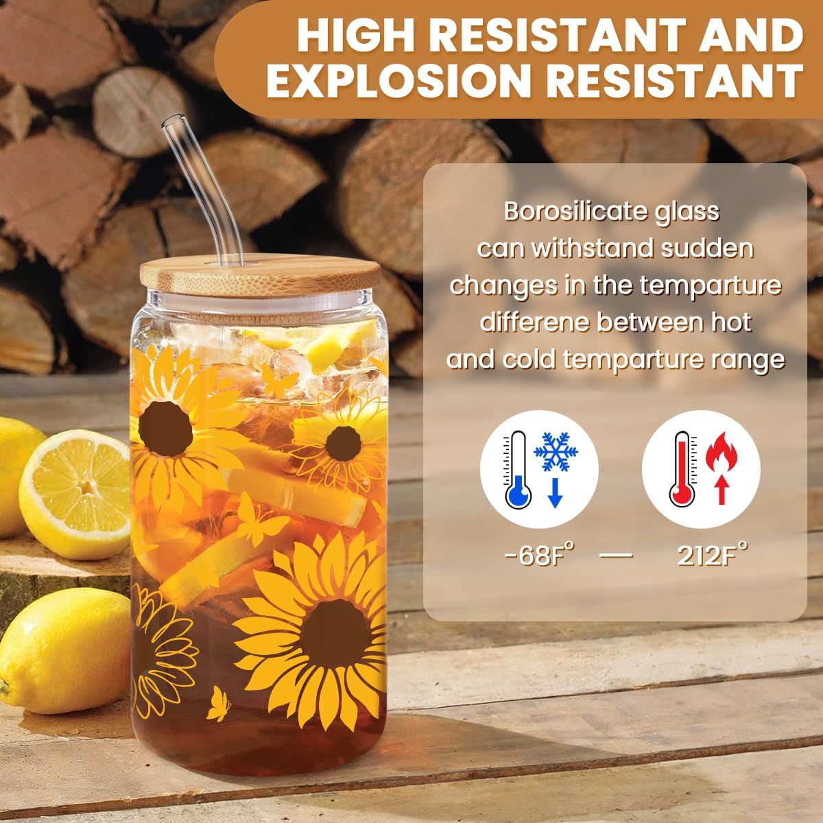 Inspiration Glass Can, Positive Motivational Cup with Lid & Straw, Iced Coffee Aesthetic Cups, Idea Gift for Christmas Birthday Mother Day, Gifts for Women, 16oz