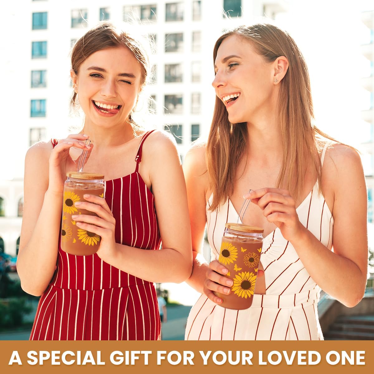 Inspiration Glass Can, Positive Motivational Cup with Lid & Straw, Iced Coffee Aesthetic Cups, Idea Gift for Christmas Birthday Mother Day, Gifts for Women, 16oz