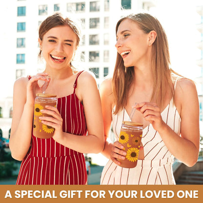 Inspiration Glass Can, Positive Motivational Cup with Lid & Straw, Iced Coffee Aesthetic Cups, Idea Gift for Christmas Birthday Mother Day, Gifts for Women, 16oz