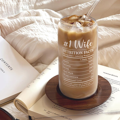 Inspiration Glass Can, Positive Motivational Cup with Lid & Straw, Iced Coffee Aesthetic Cups, Idea Gift for Christmas Birthday Mother Day, Gifts for Women, 16oz