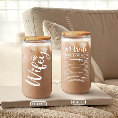 Inspiration Glass Can, Positive Motivational Cup with Lid & Straw, Iced Coffee Aesthetic Cups, Idea Gift for Christmas Birthday Mother Day, Gifts for Women, 16oz