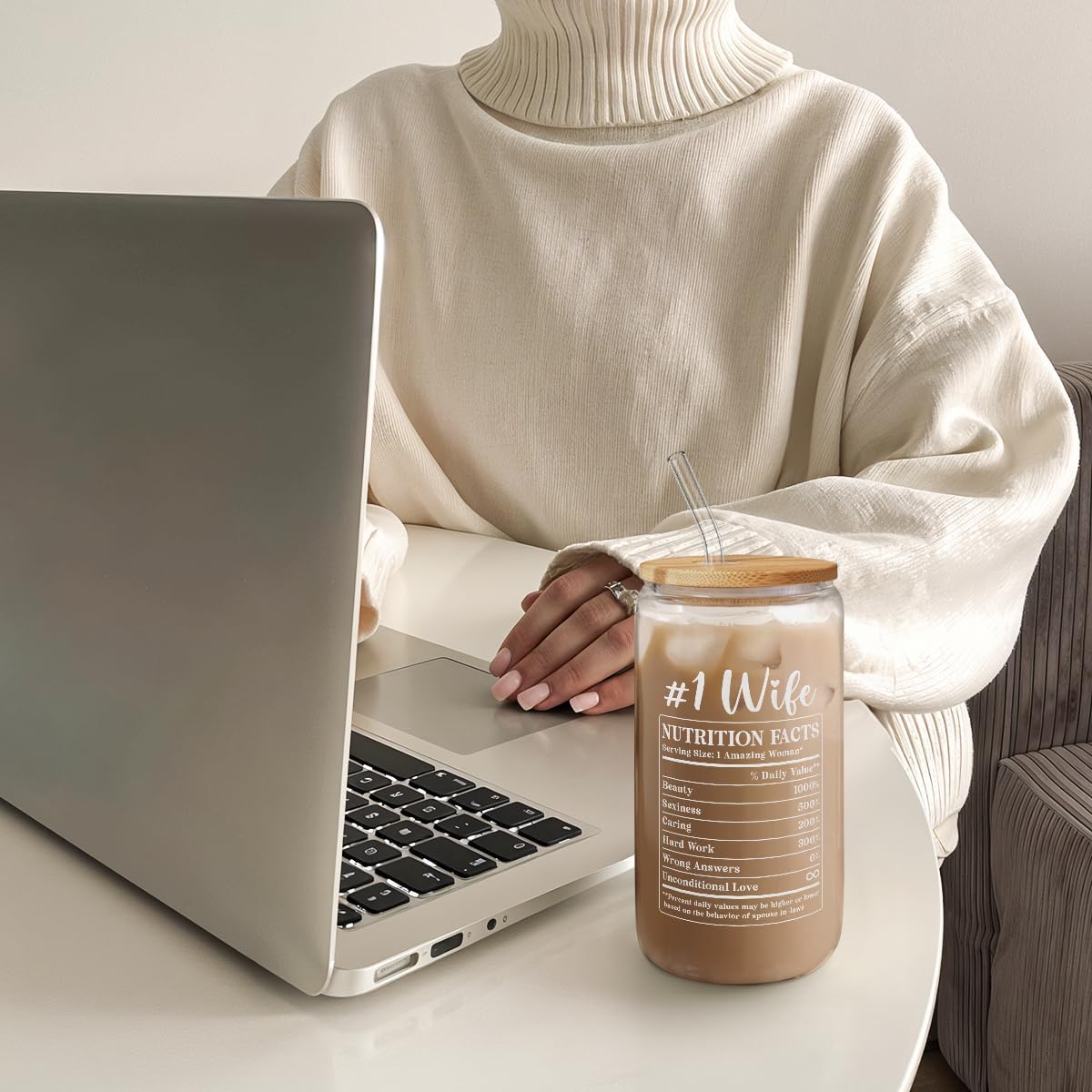 Inspiration Glass Can, Positive Motivational Cup with Lid & Straw, Iced Coffee Aesthetic Cups, Idea Gift for Christmas Birthday Mother Day, Gifts for Women, 16oz