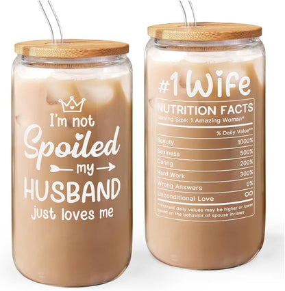 Inspiration Glass Can, Positive Motivational Cup with Lid & Straw, Iced Coffee Aesthetic Cups, Idea Gift for Christmas Birthday Mother Day, Gifts for Women, 16oz