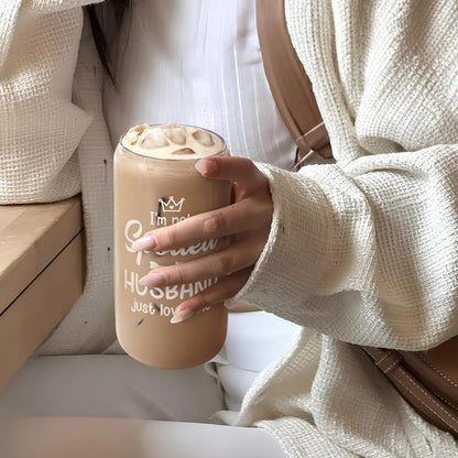 Inspiration Glass Can, Positive Motivational Cup with Lid & Straw, Iced Coffee Aesthetic Cups, Idea Gift for Christmas Birthday Mother Day, Gifts for Women, 16oz