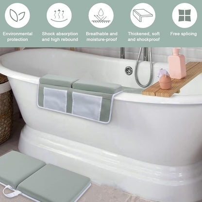 Bath Kneeler and Elbow Rest Pad Set- Bath Support for Knees and Elbows - Bath Kneeler Pad with Memory Foam and Bath Toys Organizer