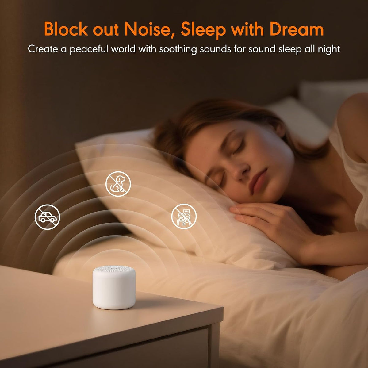 White Noise Sound Machine, Portable White Noise Machine for Sleeping with 18 Soothing Sounds, Timer & Memory Function, for Baby Adults, Travel, Office, Hotel Privacy (Mini)