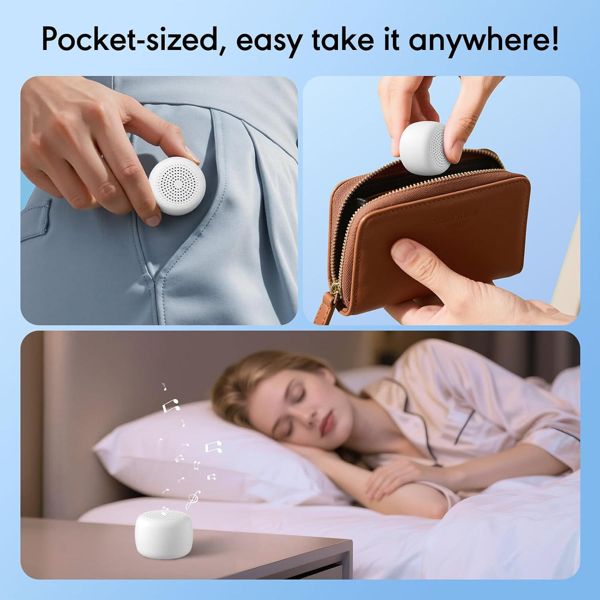 White Noise Sound Machine, Portable White Noise Machine for Sleeping with 18 Soothing Sounds, Timer & Memory Function, for Baby Adults, Travel, Office, Hotel Privacy (Mini)
