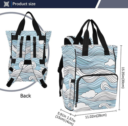 Diaper Bag Backpack, Multifunction Travel Bag for Moms Dads, Baby Changing Bag with Insulted Pockets, Stroller Straps and Side Bottle Pockets Blue Wave