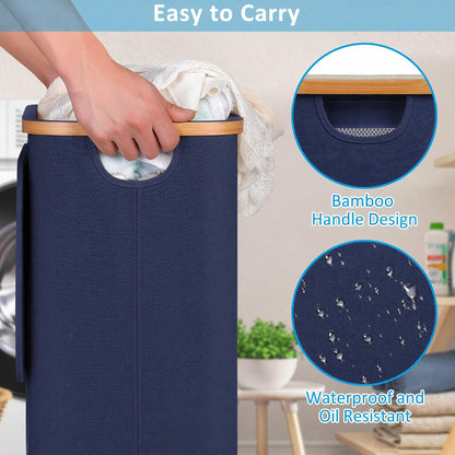 Laundry Basket with Wheels, Tall Rolling Laundry Hamper with Lid and Removable Bag, Aesthetic Dirty Clothes Hamper on Wheels for Laundry Room, Bedroom, Dorm and Bathroom, 100L Black