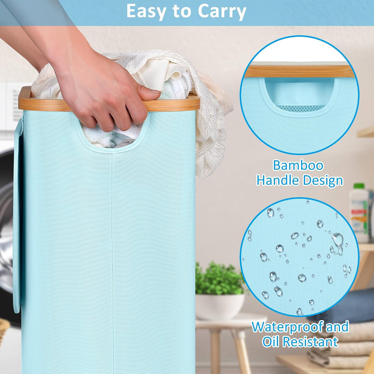 Laundry Basket with Wheels, Tall Rolling Laundry Hamper with Lid and Removable Bag, Aesthetic Dirty Clothes Hamper on Wheels for Laundry Room, Bedroom, Dorm and Bathroom, 100L Black