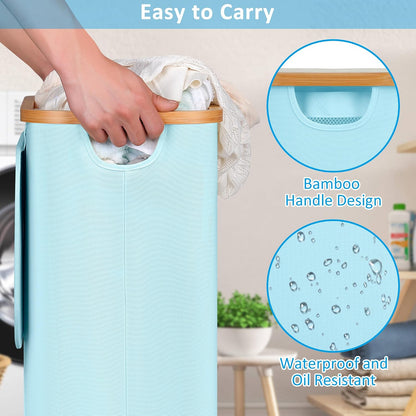 Laundry Basket with Wheels, Tall Rolling Laundry Hamper with Lid and Removable Bag, Aesthetic Dirty Clothes Hamper on Wheels for Laundry Room, Bedroom, Dorm and Bathroom, 100L Black