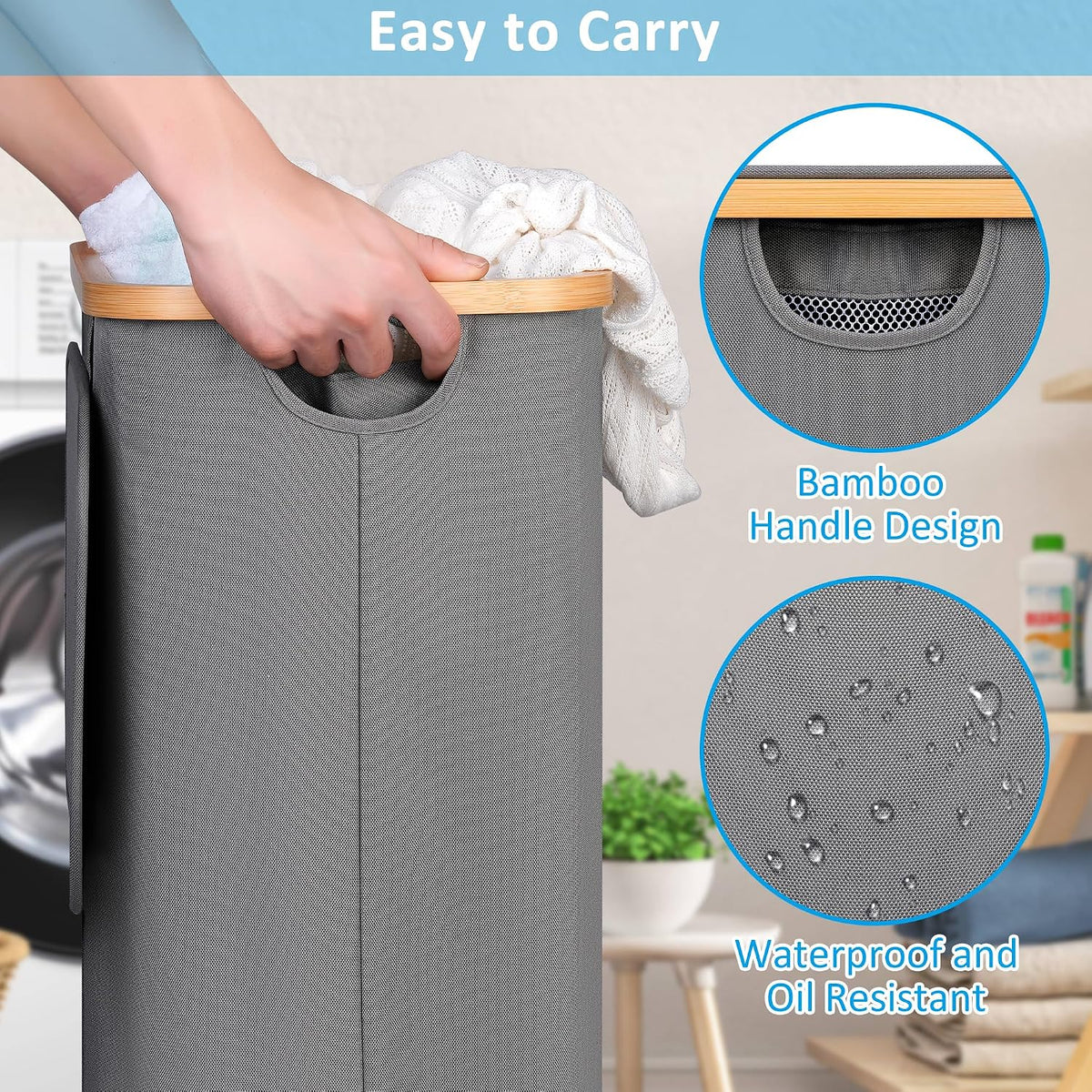 Laundry Basket with Wheels, Tall Rolling Laundry Hamper with Lid and Removable Bag, Aesthetic Dirty Clothes Hamper on Wheels for Laundry Room, Bedroom, Dorm and Bathroom, 100L Black
