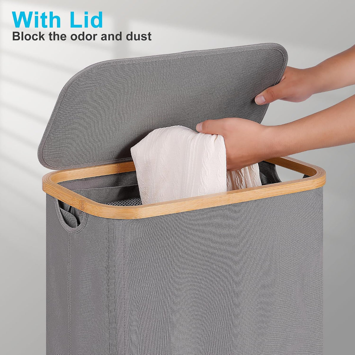 Laundry Basket with Wheels, Tall Rolling Laundry Hamper with Lid and Removable Bag, Aesthetic Dirty Clothes Hamper on Wheels for Laundry Room, Bedroom, Dorm and Bathroom, 100L Black