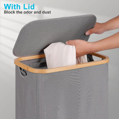 Laundry Basket with Wheels, Tall Rolling Laundry Hamper with Lid and Removable Bag, Aesthetic Dirty Clothes Hamper on Wheels for Laundry Room, Bedroom, Dorm and Bathroom, 100L Black