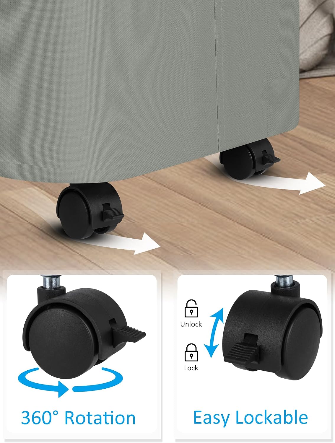 Laundry Basket with Wheels, Tall Rolling Laundry Hamper with Lid and Removable Bag, Aesthetic Dirty Clothes Hamper on Wheels for Laundry Room, Bedroom, Dorm and Bathroom, 100L Black