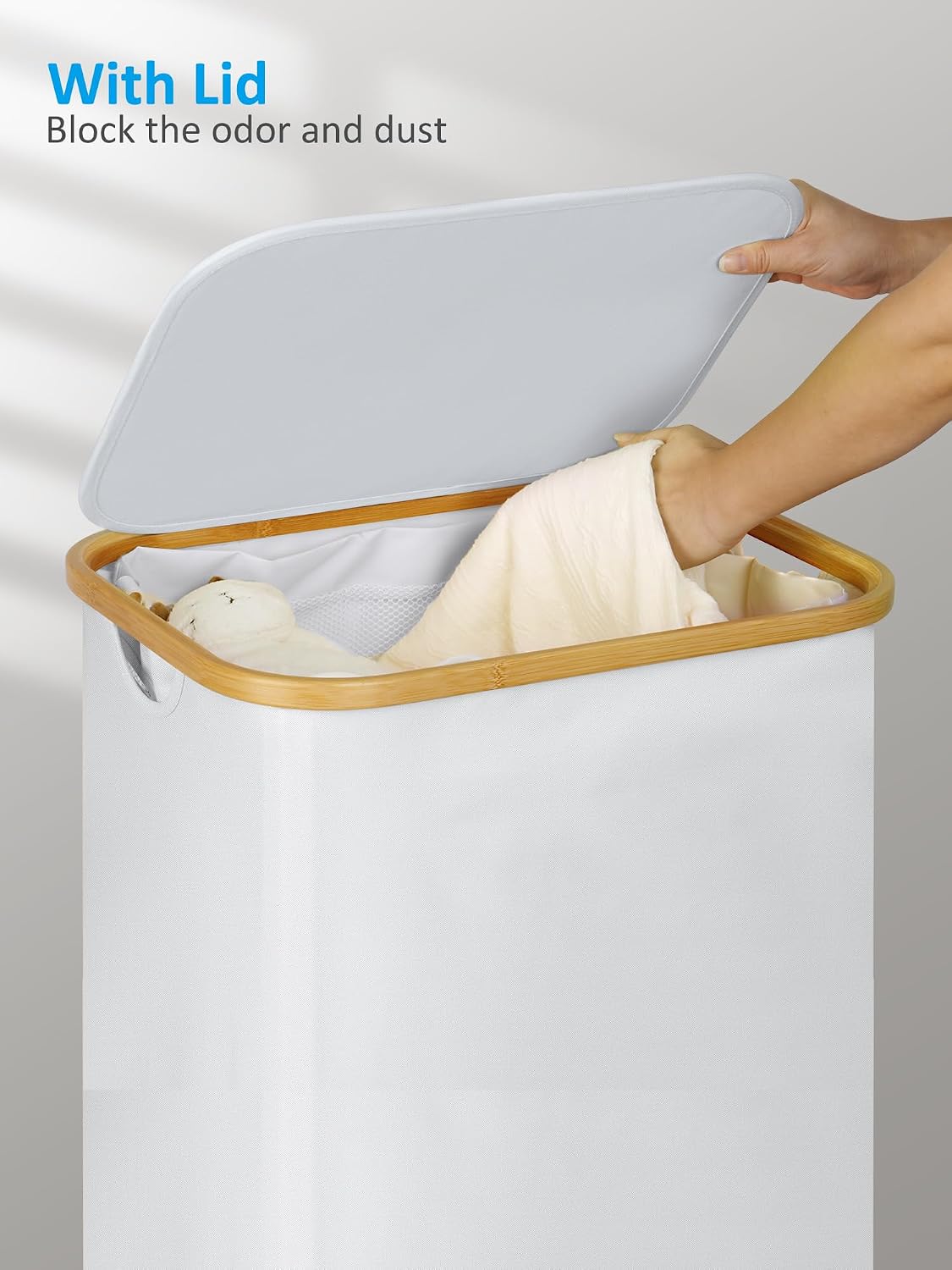 Laundry Basket with Wheels, Tall Rolling Laundry Hamper with Lid and Removable Bag, Aesthetic Dirty Clothes Hamper on Wheels for Laundry Room, Bedroom, Dorm and Bathroom, 100L Black