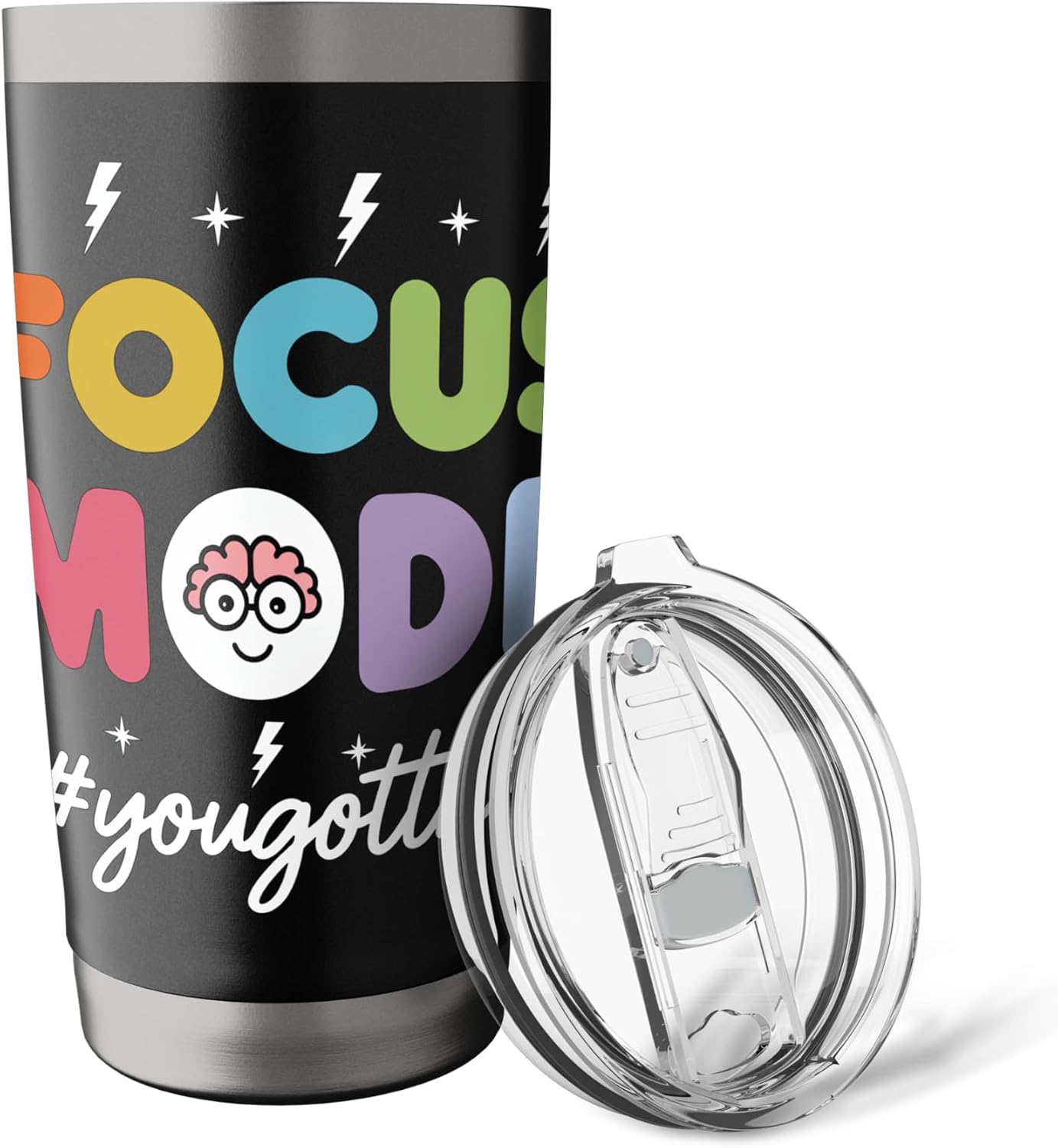 Colorful Focus Mode Playful Text Art Stainless Steel Insulated Tumbler