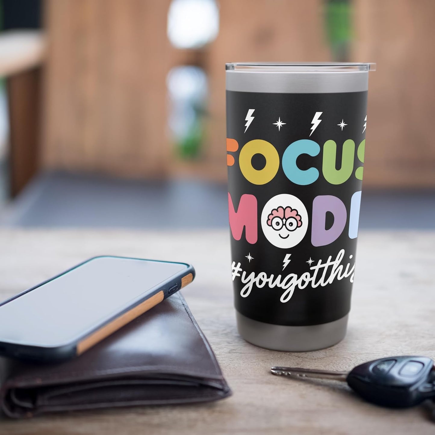 Colorful Focus Mode Playful Text Art Stainless Steel Insulated Tumbler