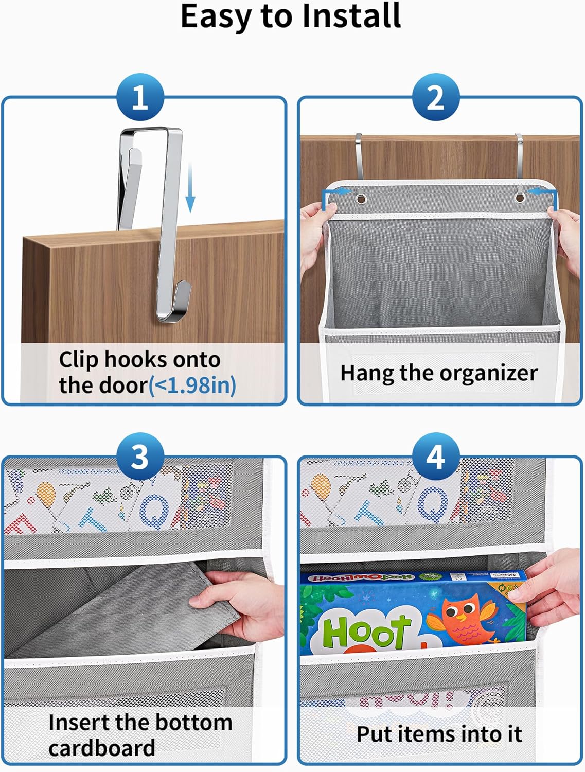 2 Styles Over The Door Organizer Storage with 5 Large Capacity Pockets and Over The Door Organizer W/Clear View Windows