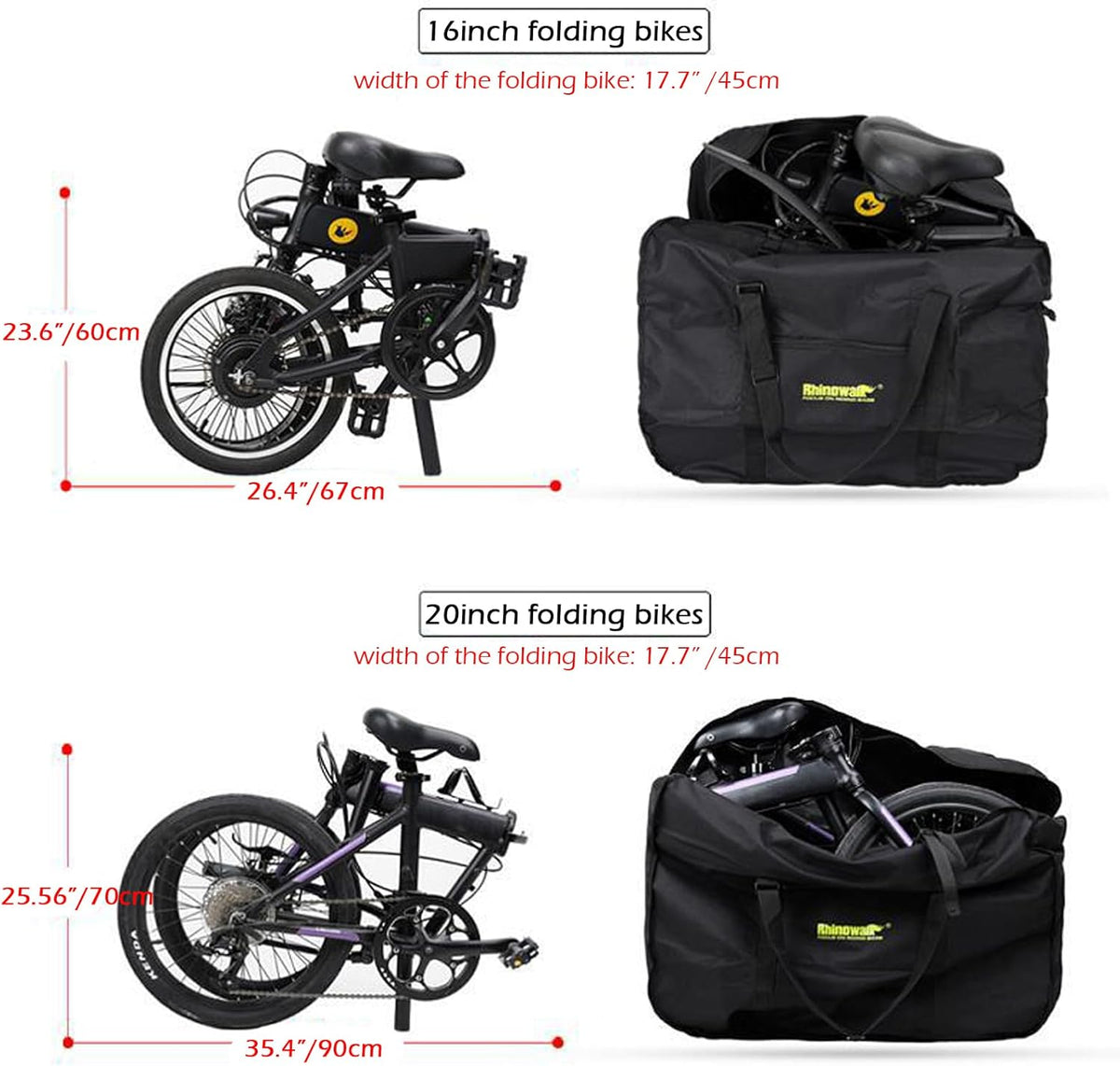 20/26inch Folding Bike Bag Waterproof Biycle Travel Case Carrying Case Outdoors Bike Transport Bag for Car Train Air Travel
