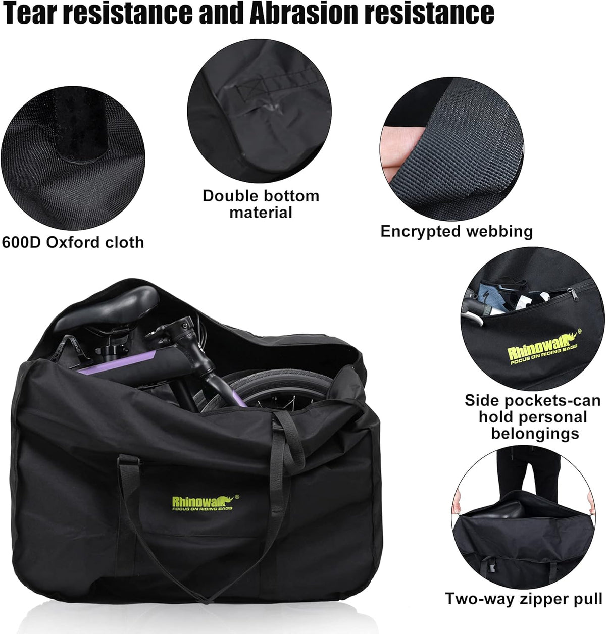 20/26inch Folding Bike Bag Waterproof Biycle Travel Case Carrying Case Outdoors Bike Transport Bag for Car Train Air Travel