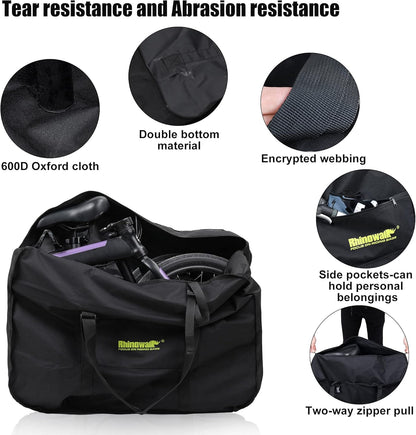 20/26inch Folding Bike Bag Waterproof Biycle Travel Case Carrying Case Outdoors Bike Transport Bag for Car Train Air Travel
