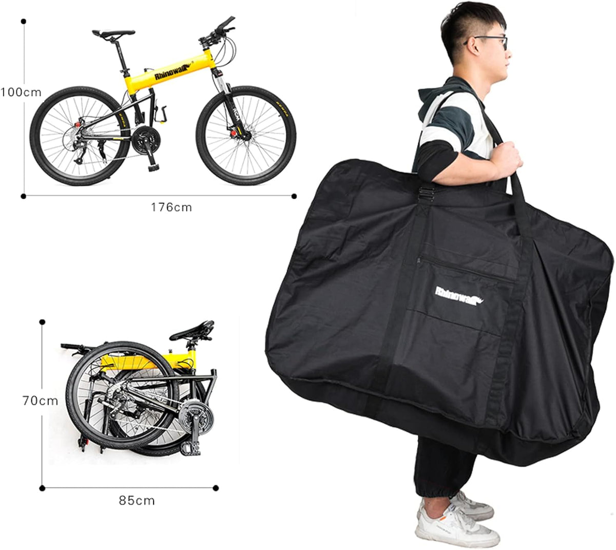 20/26inch Folding Bike Bag Waterproof Biycle Travel Case Carrying Case Outdoors Bike Transport Bag for Car Train Air Travel