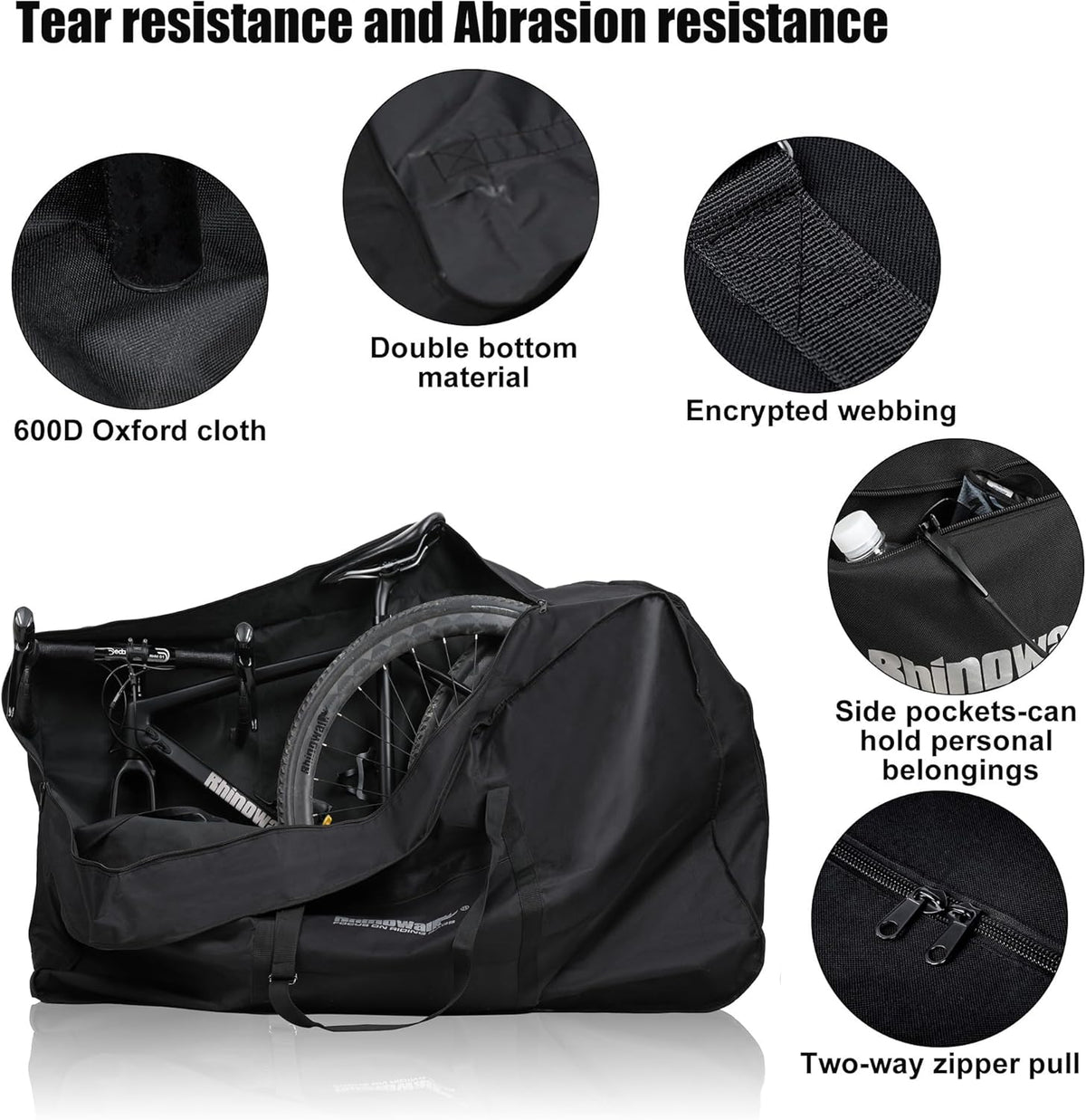 20/26inch Folding Bike Bag Waterproof Biycle Travel Case Carrying Case Outdoors Bike Transport Bag for Car Train Air Travel