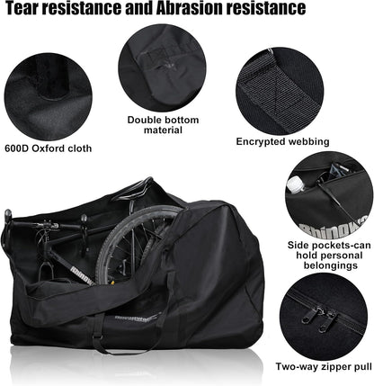 20/26inch Folding Bike Bag Waterproof Biycle Travel Case Carrying Case Outdoors Bike Transport Bag for Car Train Air Travel