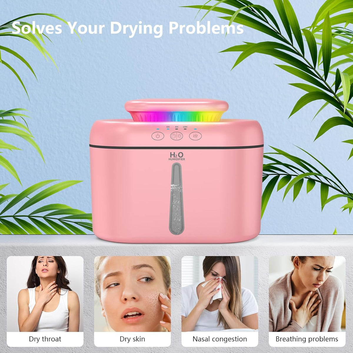 SZO Plant Humidifier Indoor, 2.5L Humidifiers for Bedroom, Soft Pink