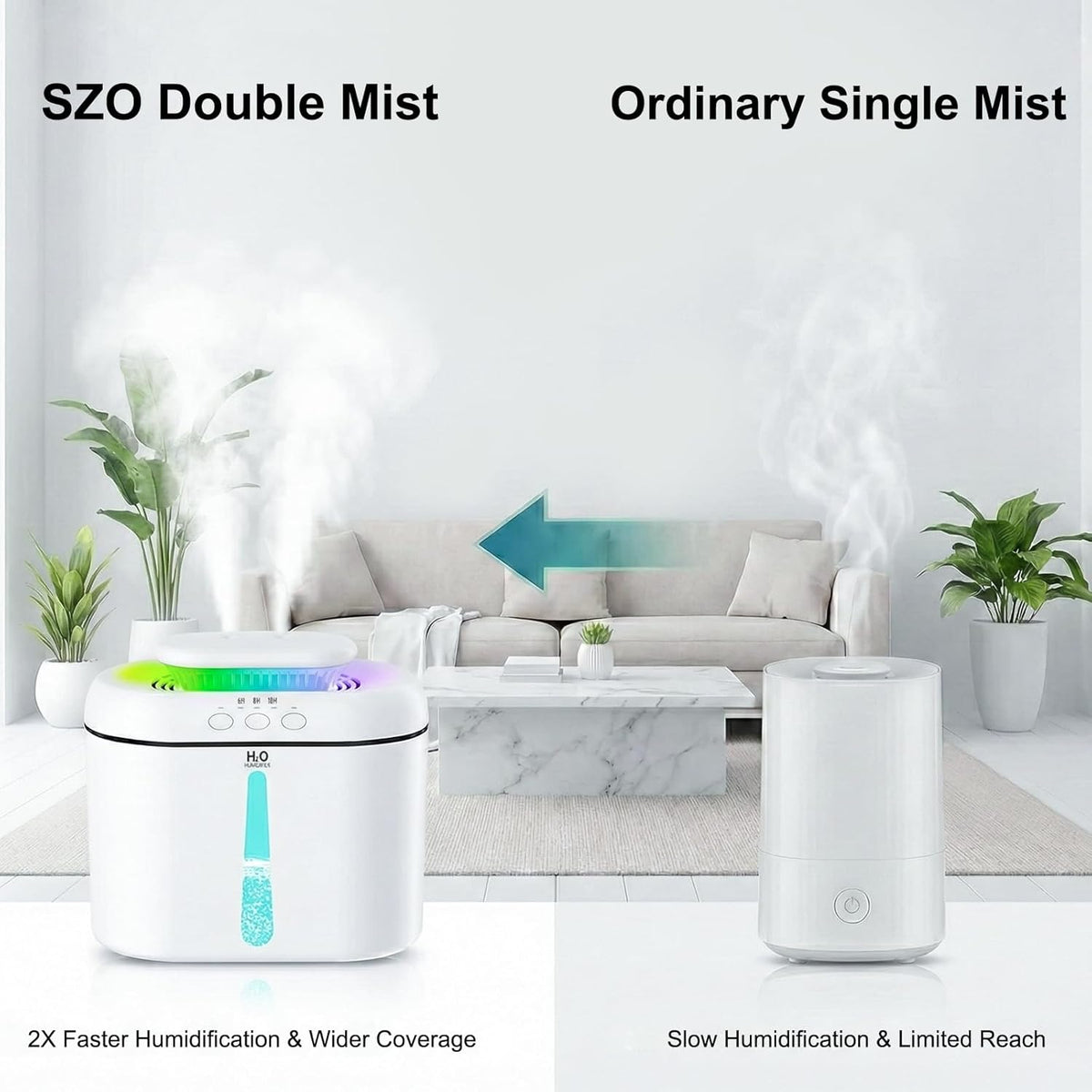 SZO Plant Humidifier Indoor, 2.5L Humidifiers for Bedroom, Soft Pink