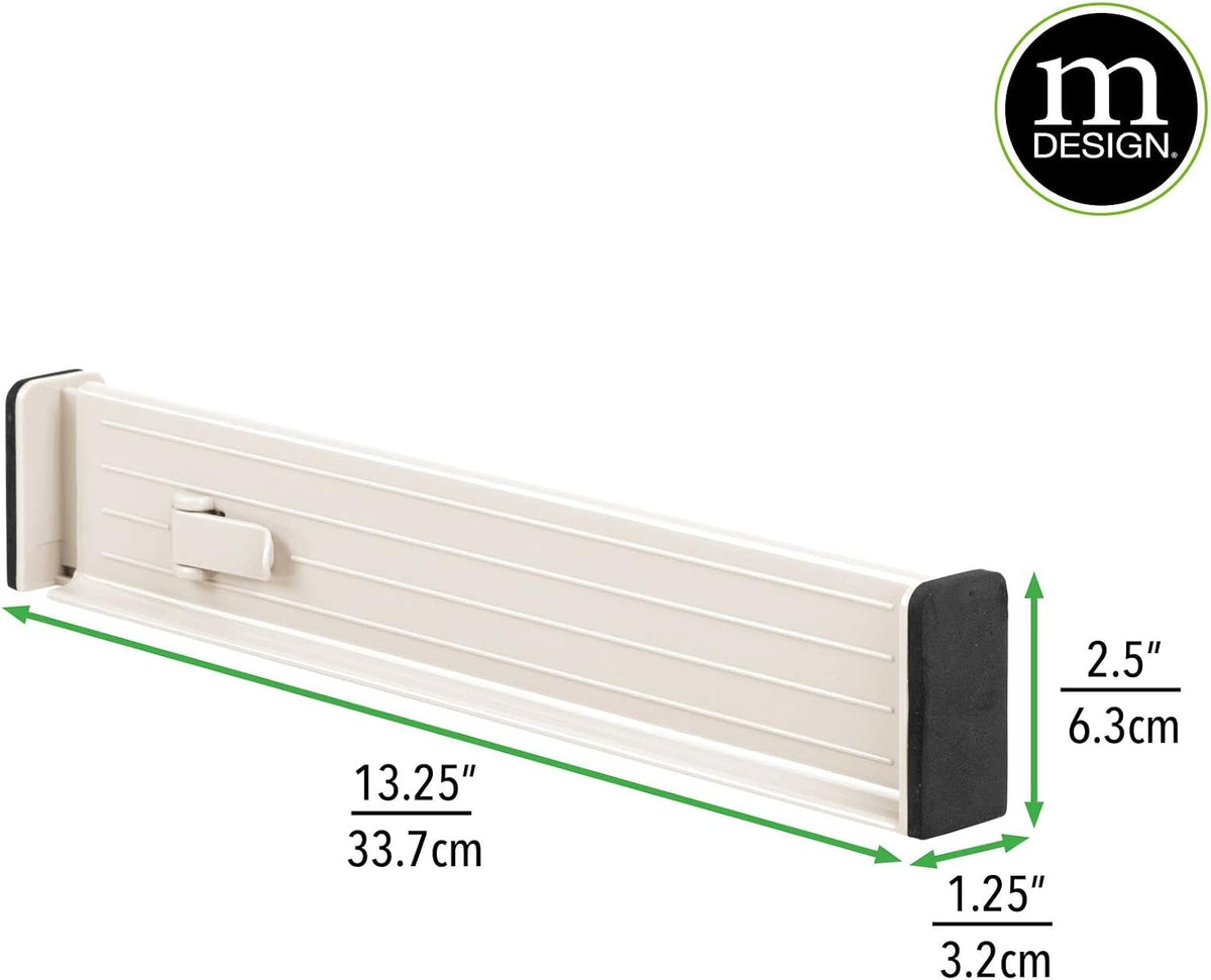 Expandable Dresser Drawer Divider with Foam Ends, Drawer Divider Locks in Place, Separators for Clothing and Accessories in Closet or Dresser Drawer, Ligne Collection, 4 Pack, White