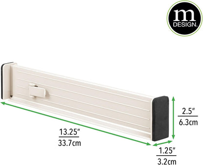 Expandable Dresser Drawer Divider with Foam Ends, Drawer Divider Locks in Place, Separators for Clothing and Accessories in Closet or Dresser Drawer, Ligne Collection, 4 Pack, White