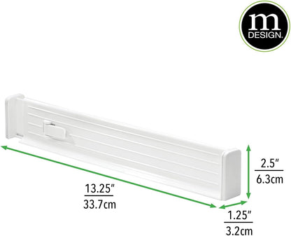 Expandable Dresser Drawer Divider with Foam Ends, Drawer Divider Locks in Place, Separators for Clothing and Accessories in Closet or Dresser Drawer, Ligne Collection, 4 Pack, White