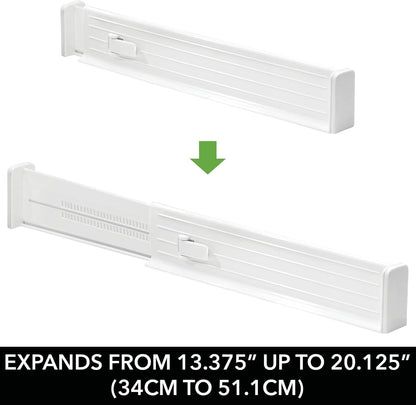 Expandable Dresser Drawer Divider with Foam Ends, Drawer Divider Locks in Place, Separators for Clothing and Accessories in Closet or Dresser Drawer, Ligne Collection, 4 Pack, White