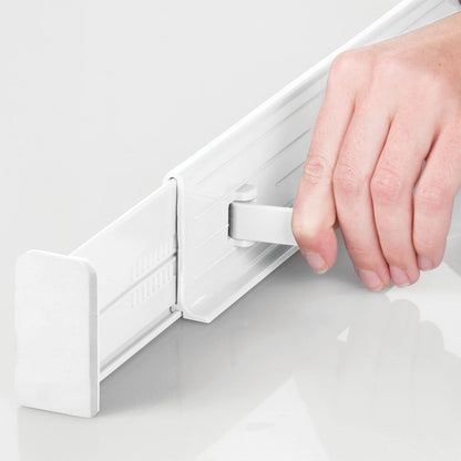 Expandable Dresser Drawer Divider with Foam Ends, Drawer Divider Locks in Place, Separators for Clothing and Accessories in Closet or Dresser Drawer, Ligne Collection, 4 Pack, White