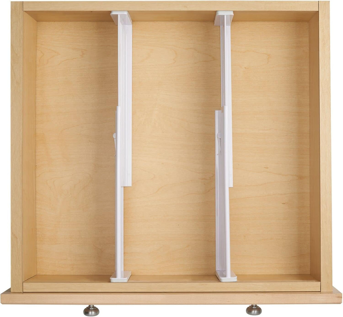 Expandable Dresser Drawer Divider with Foam Ends, Drawer Divider Locks in Place, Separators for Clothing and Accessories in Closet or Dresser Drawer, Ligne Collection, 4 Pack, White