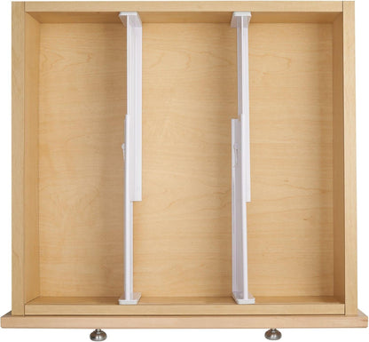 Expandable Dresser Drawer Divider with Foam Ends, Drawer Divider Locks in Place, Separators for Clothing and Accessories in Closet or Dresser Drawer, Ligne Collection, 4 Pack, White