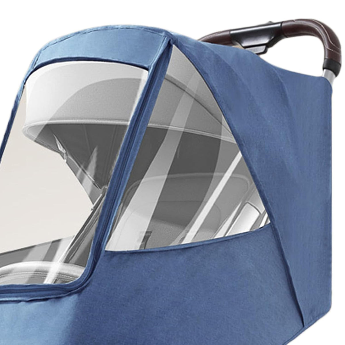 Stroller Rain Cover, Universal Waterproofing Windproof Dustproofing Coldproof Travel Weather with Breathable Transparent Fabric for Most Baby Pushchairs and Strollers (Linen Blue)