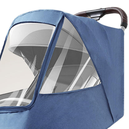 Stroller Rain Cover, Universal Waterproofing Windproof Dustproofing Coldproof Travel Weather with Breathable Transparent Fabric for Most Baby Pushchairs and Strollers (Linen Blue)