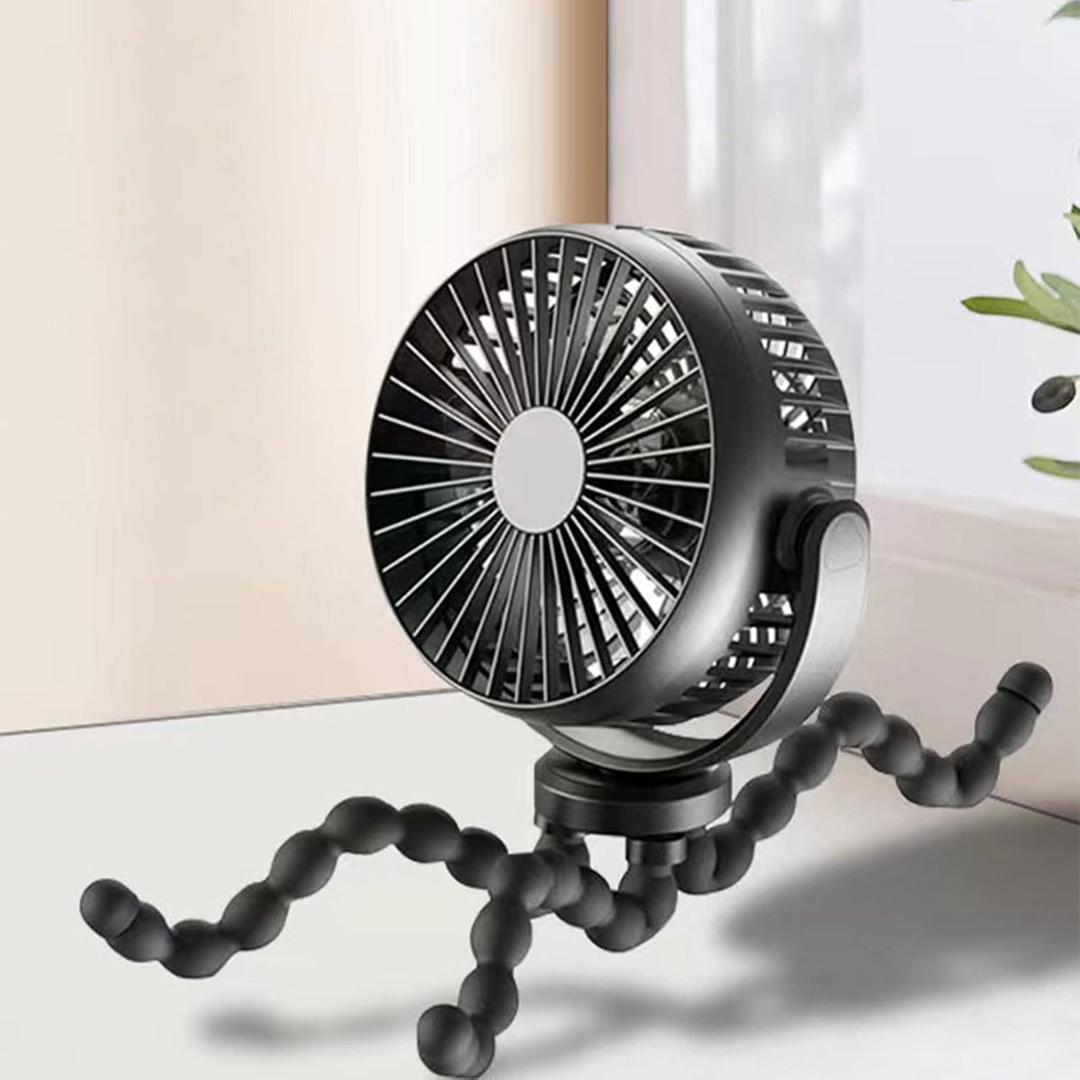 Stroller Fan Rotatable USB Fan for Car-Seat Pushchair Accessories Quiet Tripod Fan with 5200mAh Battery Powered 3 Speed