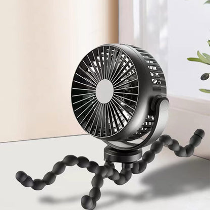 Stroller Fan Rotatable USB Fan for Car-Seat Pushchair Accessories Quiet Tripod Fan with 5200mAh Battery Powered 3 Speed