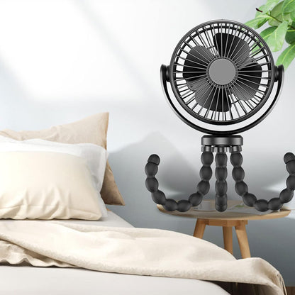 Stroller Fan Rotatable USB Fan for Car-Seat Pushchair Accessories Quiet Tripod Fan with 5200mAh Battery Powered 3 Speed